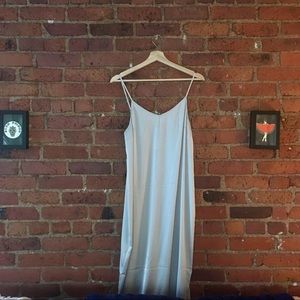 Silver-grey silk slip dress